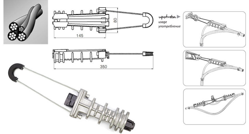 Endklemme für Abc-Kabel